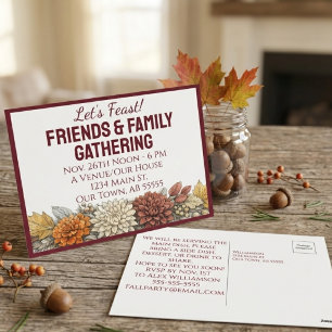 Friendsgiving Thanksgiving Herfst Bloemstuk Postka Feestdagenkaart