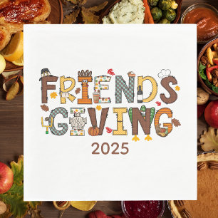 Friendsgiving Thanksgiving Herfst Patroon Aangepas Servet