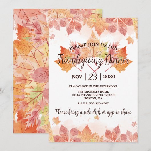 Friendsgiving Thanksgiving Innodiging Kaart (Voorkant / Achterkant)