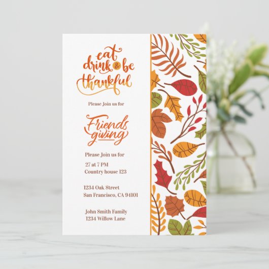 Friendsgiving Thanksgiving Innodiging Kaart (Staand voorkant)