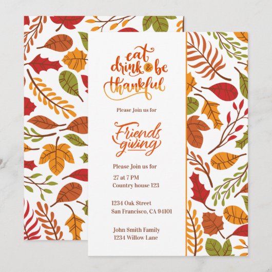 Friendsgiving Thanksgiving Innodiging Kaart (Voorkant / Achterkant)