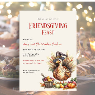 Friendsgiving Thanksgiving Landelijke Kalkoen Kaart