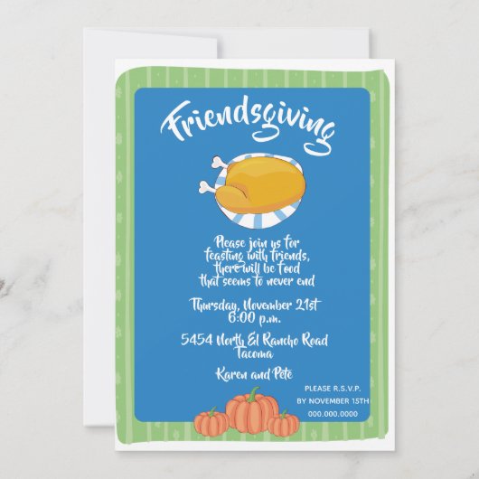 Friendsgiving Thanksgiving Leuk Feestmaal Kaart (Achterkant)