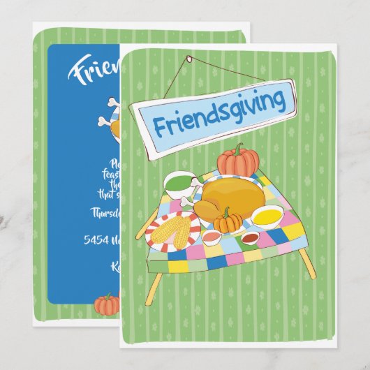 Friendsgiving Thanksgiving Leuk Feestmaal Kaart (Voorkant / Achterkant)