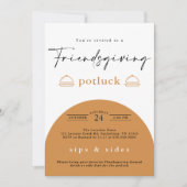 Friendsgiving Thanksgiving Modern Potluck Dinner Kaart (Voorkant)