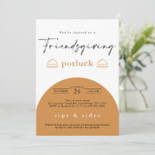 Friendsgiving Thanksgiving Modern Potluck Dinner Kaart (Staand voorkant)