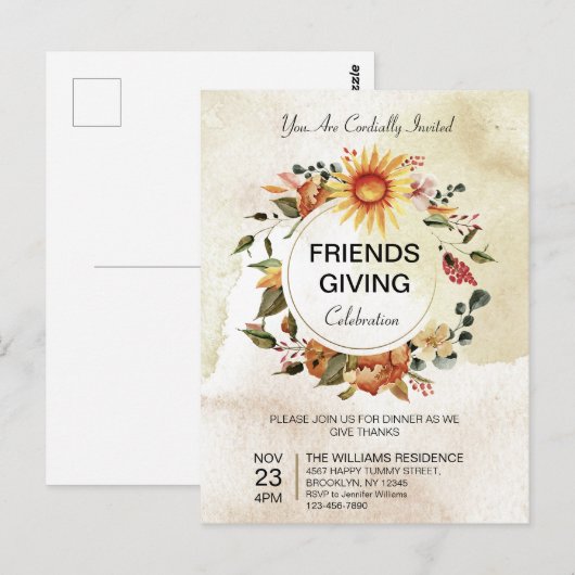 Friendsgiving Thanksgiving najaar zon Briefkaart (Voorkant / Achterkant)