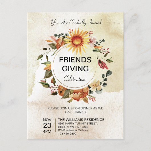 Friendsgiving Thanksgiving najaar zon Briefkaart (Voorkant)