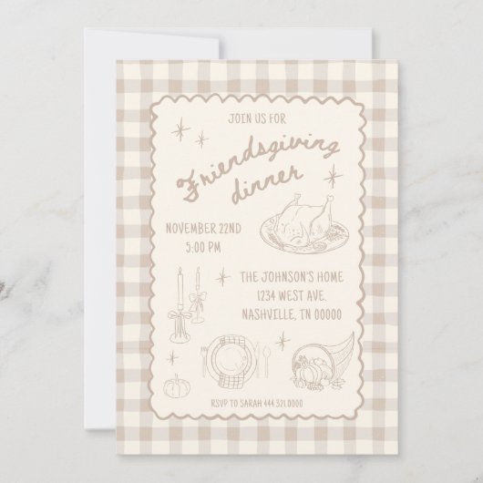 Friendsgiving Thanksgiving Neutraal esthetisch Kaart (Voorkant)