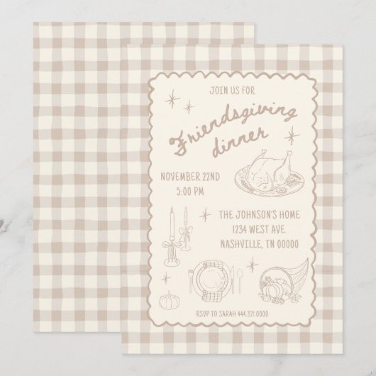 Friendsgiving Thanksgiving Neutraal esthetisch Kaart (Voorkant / Achterkant)