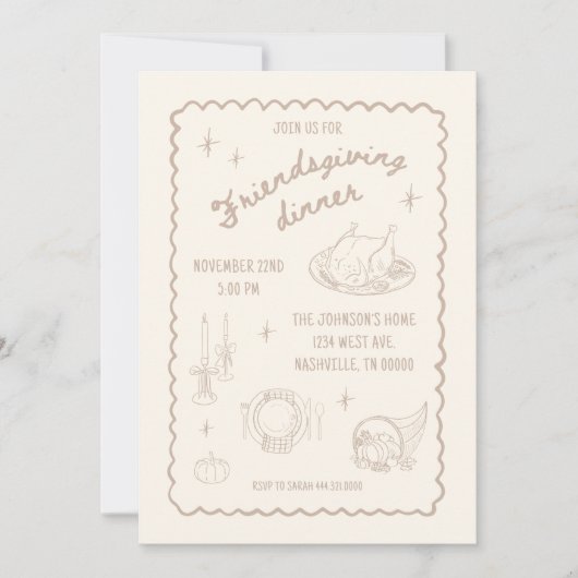 Friendsgiving Thanksgiving Neutraal esthetisch Kaart (Voorkant)