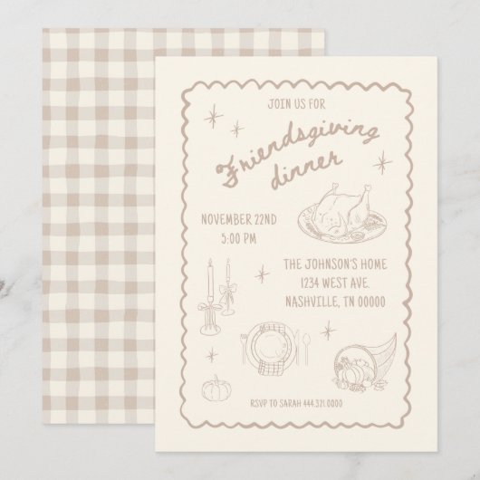 Friendsgiving Thanksgiving Neutraal esthetisch Kaart (Voorkant / Achterkant)