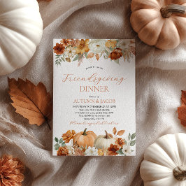 Friendsgiving Thanksgiving Pompoen Herfstbladeren Kaart