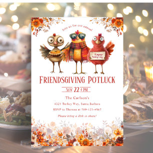 Friendsgiving Thanksgiving Potluck Mooie Kalkoen Kaart