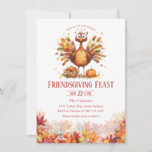 Friendsgiving Thanksgiving Schattige Turkije Kaart