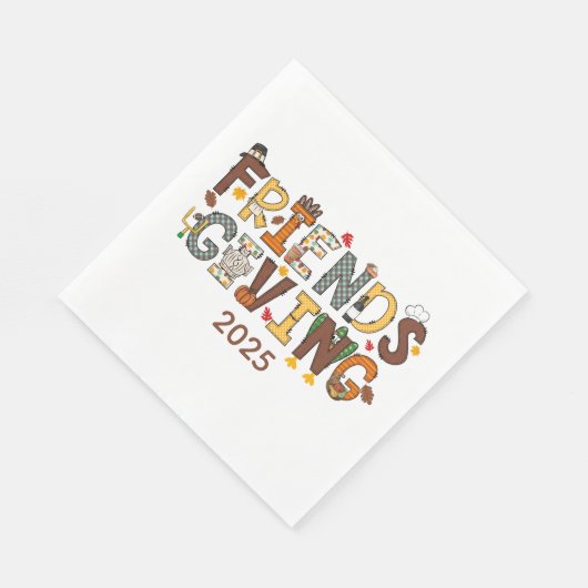 Friendsgiving Thanksgiving Themed Year Servet (Hoek)