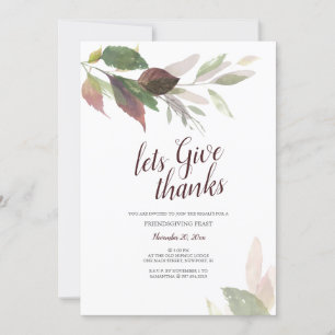 Friendsgiving Thanksgiving Waterverf Fall Leaves Kaart