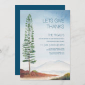 Friendsgiving Thanksgiving Waterverf Pine Tree Kaart (Voorkant / Achterkant)