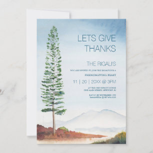 Friendsgiving Thanksgiving Waterverf Pine Tree Kaart