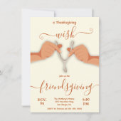 Friendsgiving Thanksgiving Wishbone Party Kaart (Voorkant)