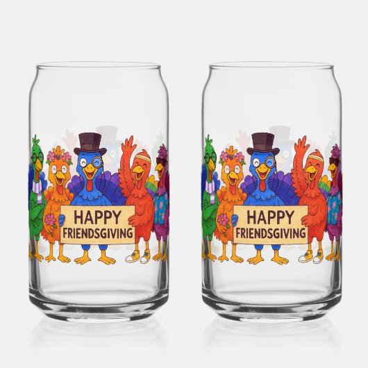 Friendsgiving Turkey Soda Glass Blikvorm Glas (Voorkant)