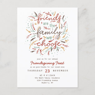 Friendsgiving Typografie Thanksgiving Diner Uitnodiging Briefkaart