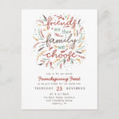 Friendsgiving Typography Thanksgiving Dinner Uitnodiging Briefkaart (Voorkant)