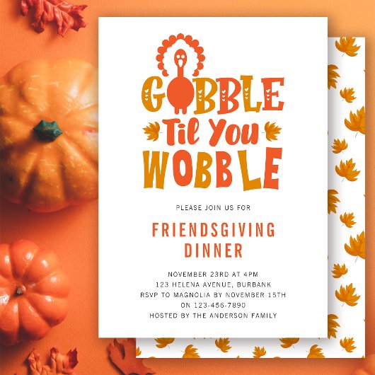Friendsgiving Uitnodiging Gobble Til You Wobble
