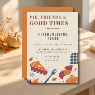 Friendsgiving Uitnodiging Pompoentaart Thanksgivin