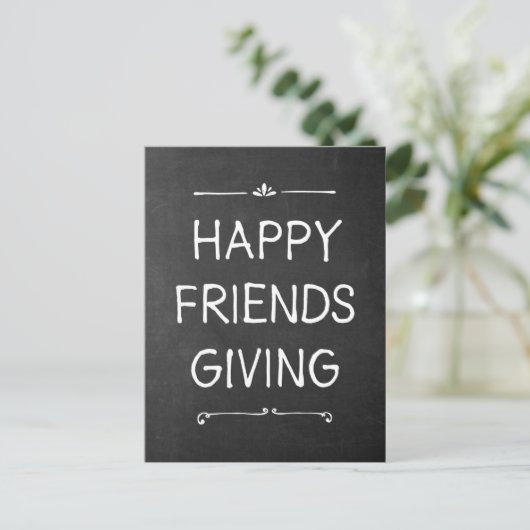 Friendsgiving | Uitnodiging | Postkaart | Krijtbor (Staand voorkant)