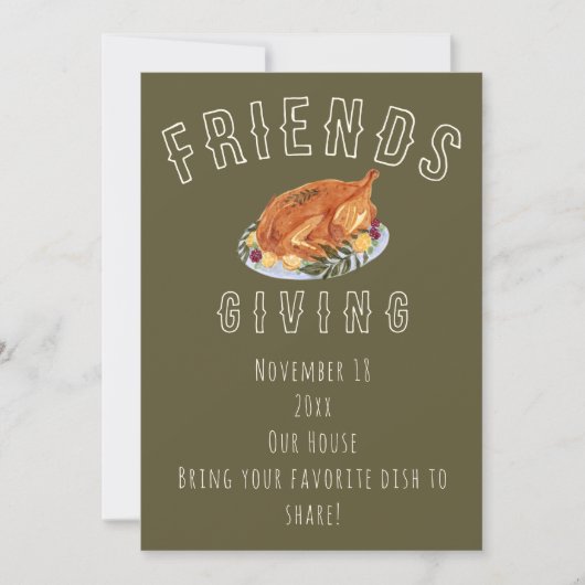 Friendsgiving Uitnodiging Waterverf  (Voorkant)