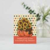 Friendsgiving-uitnodiging| Zonnebloemen Feestdagenkaart (Staand voorkant)