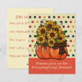 Friendsgiving-uitnodiging| Zonnebloemen Feestdagenkaart (Voorkant / Achterkant)