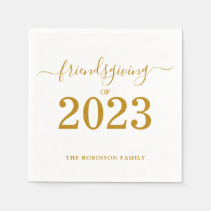 Friendsgiving van 2023 Gold Script Thanksgiving Servet