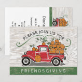 Friendsgiving Vintage Pickup Truck Pumpkin Holiday Kaart (Voorkant / Achterkant)