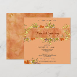 Friendsgiving Watercolor Roestige Herfstbladeren Kaart