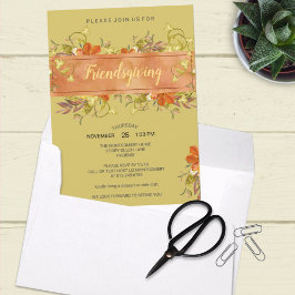 Friendsgiving Watercolor Rustieke Groene Bladeren Kaart