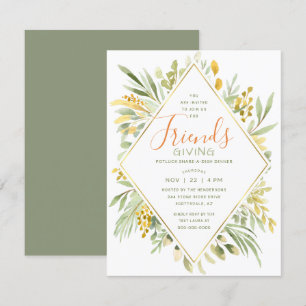 Friendsgiving Waterverf Elegant Greenery Kaart