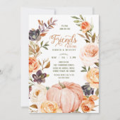 Friendsgiving Waterverf Floral Pumpkin Invitation Kaart (Voorkant)