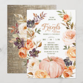 Friendsgiving Waterverf Floral Pumpkin Invitation Kaart (Voorkant / Achterkant)