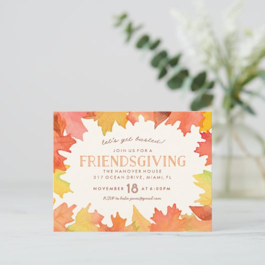 Friendsgiving Waterverf Invitation Briefkaart (Staand voorkant)