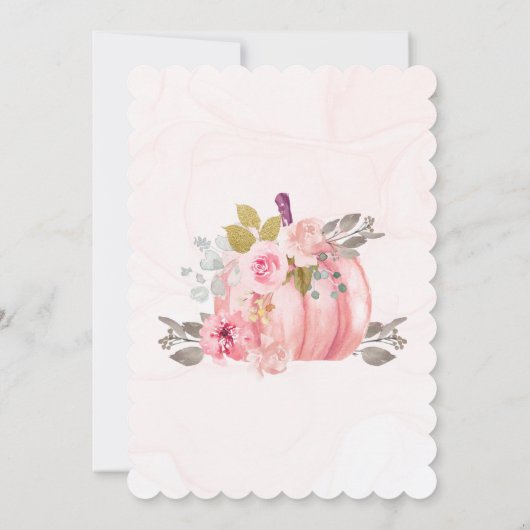 Friendsgiving Waterverf Pompoen Pioen Roze Uitnodi Kaart (Achterkant)