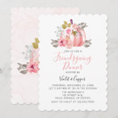 Friendsgiving Waterverf Pompoen Pioen Roze Uitnodi Kaart (Voorkant / Achterkant)