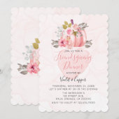Friendsgiving Waterverf Pumpkin Peony Pink Invite Kaart (Voorkant / Achterkant)