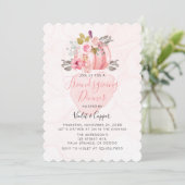 Friendsgiving Waterverf Pumpkin Peony Pink Invite Kaart (Staand voorkant)