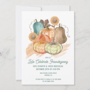 Friendsgiving Waterverf Pumpkins Invitation Kaart