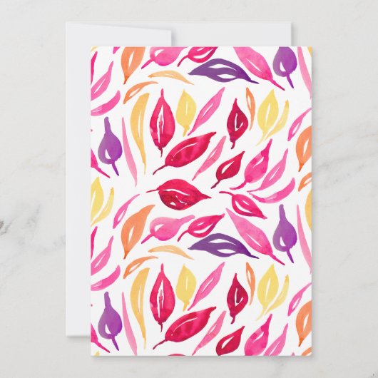 Friendsgiving Waterverf Roze Paarse gele bladeren Kaart (Achterkant)