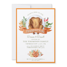Friendsgiving Waterverf Turkey Dinner Invitation