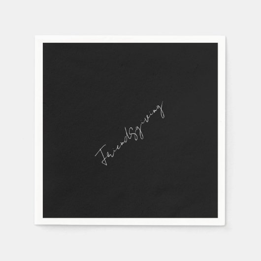 Friendsgiving zwarte cocktail servet (Voorkant)