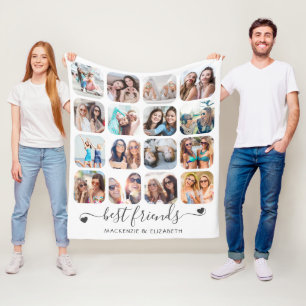 Friendship BEST FRIENDS Script Hearts 16 Foto Fleece Deken